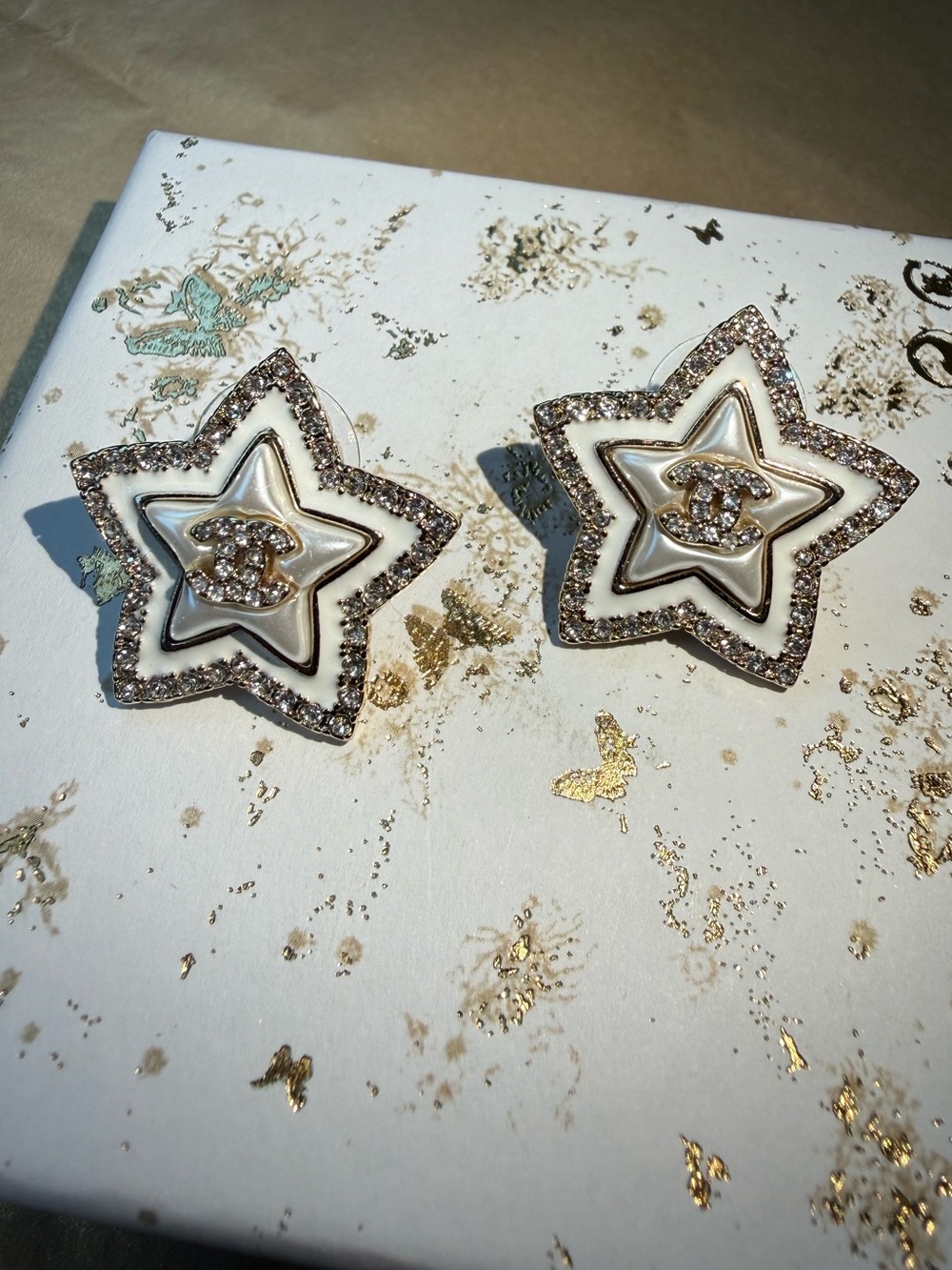 Chanel Earrings Star-Shaped Rhinestone Accent Earrings New no tag Limited Editio